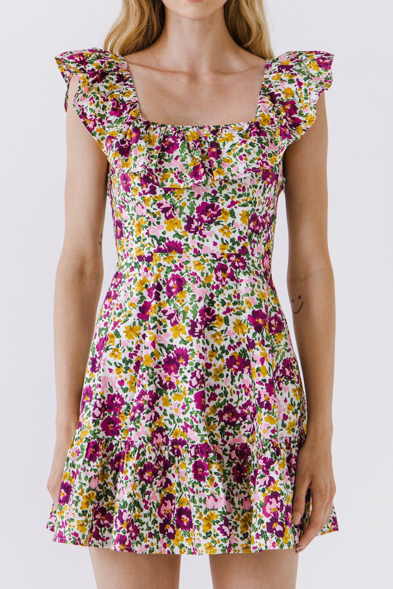 Floral Print Ruffled Dress