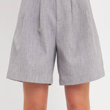 High-Waisted Pleated Shorts