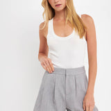 High-Waisted Pleated Shorts