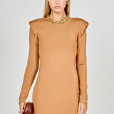 Shoulder Pad Knit Dress