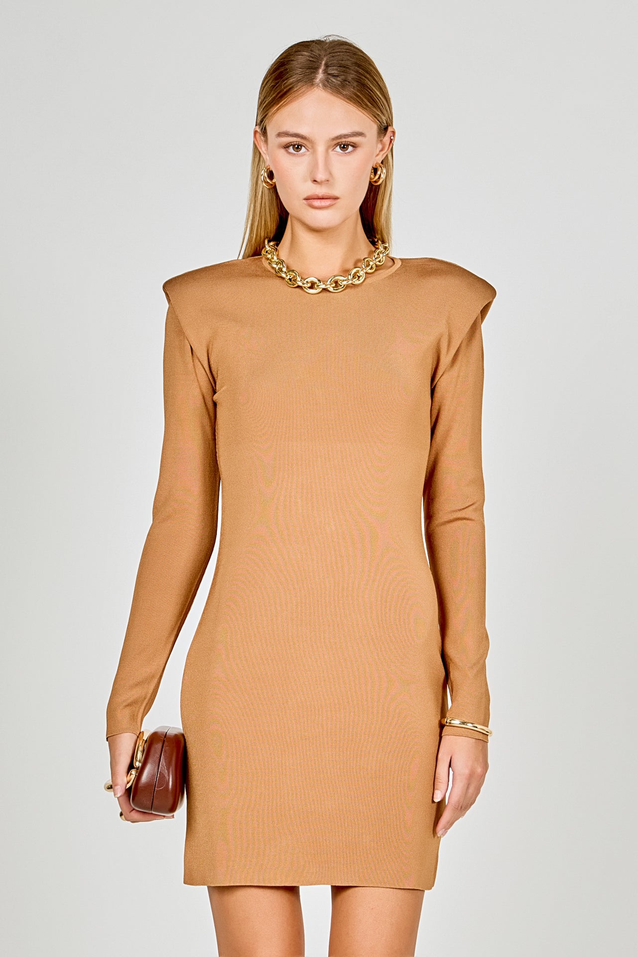shoulder pad knit dress Sleeveless Maxi Dress: Oversized Knit with Shoulder Pads