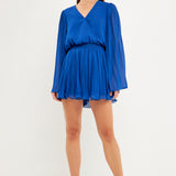 Chiffon Pleated Wrap Romper