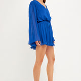 Chiffon Pleated Wrap Romper