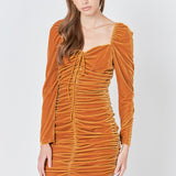 Sweetheart Neckline Ruched Woven Dress