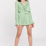 Ruffled V-neck Romper