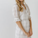 Check Print Linen Wrap Dress