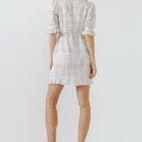 Check Print Linen Wrap Dress