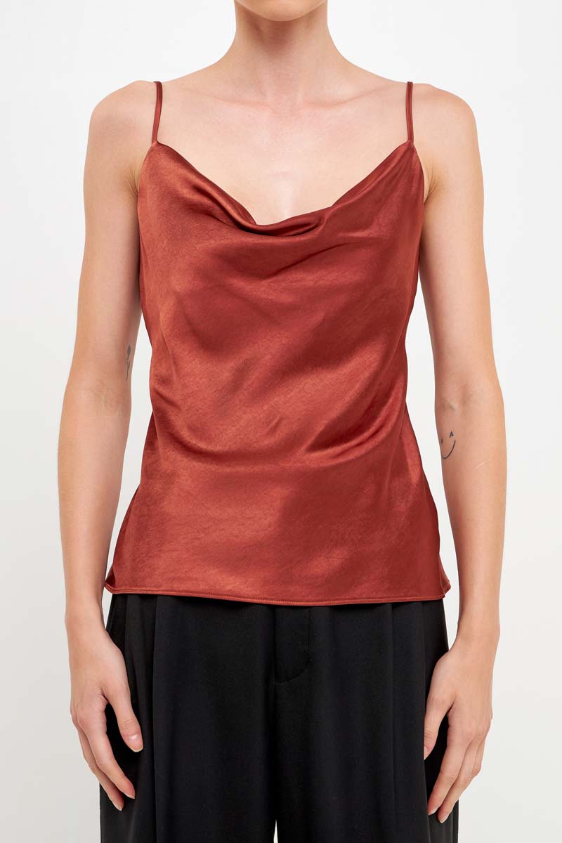 Satin Cowl Neck Top