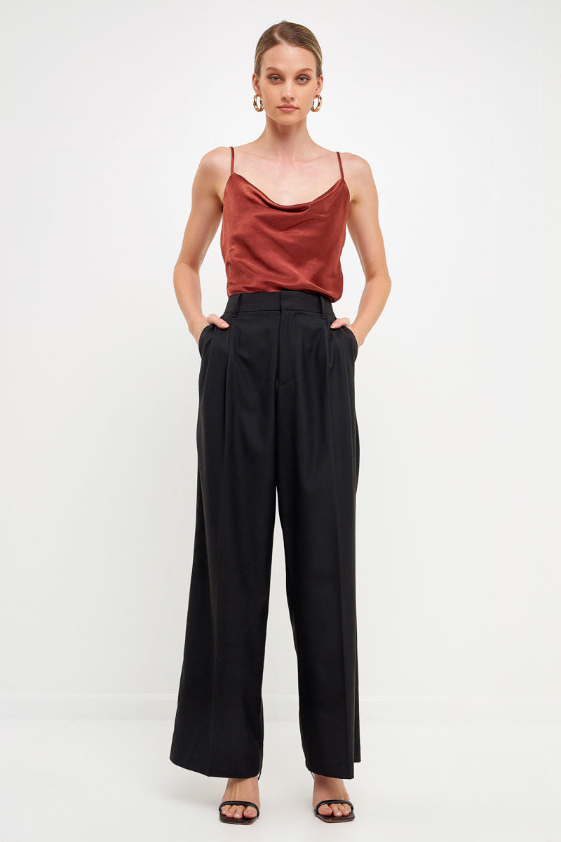 Satin Cowl Neck Top