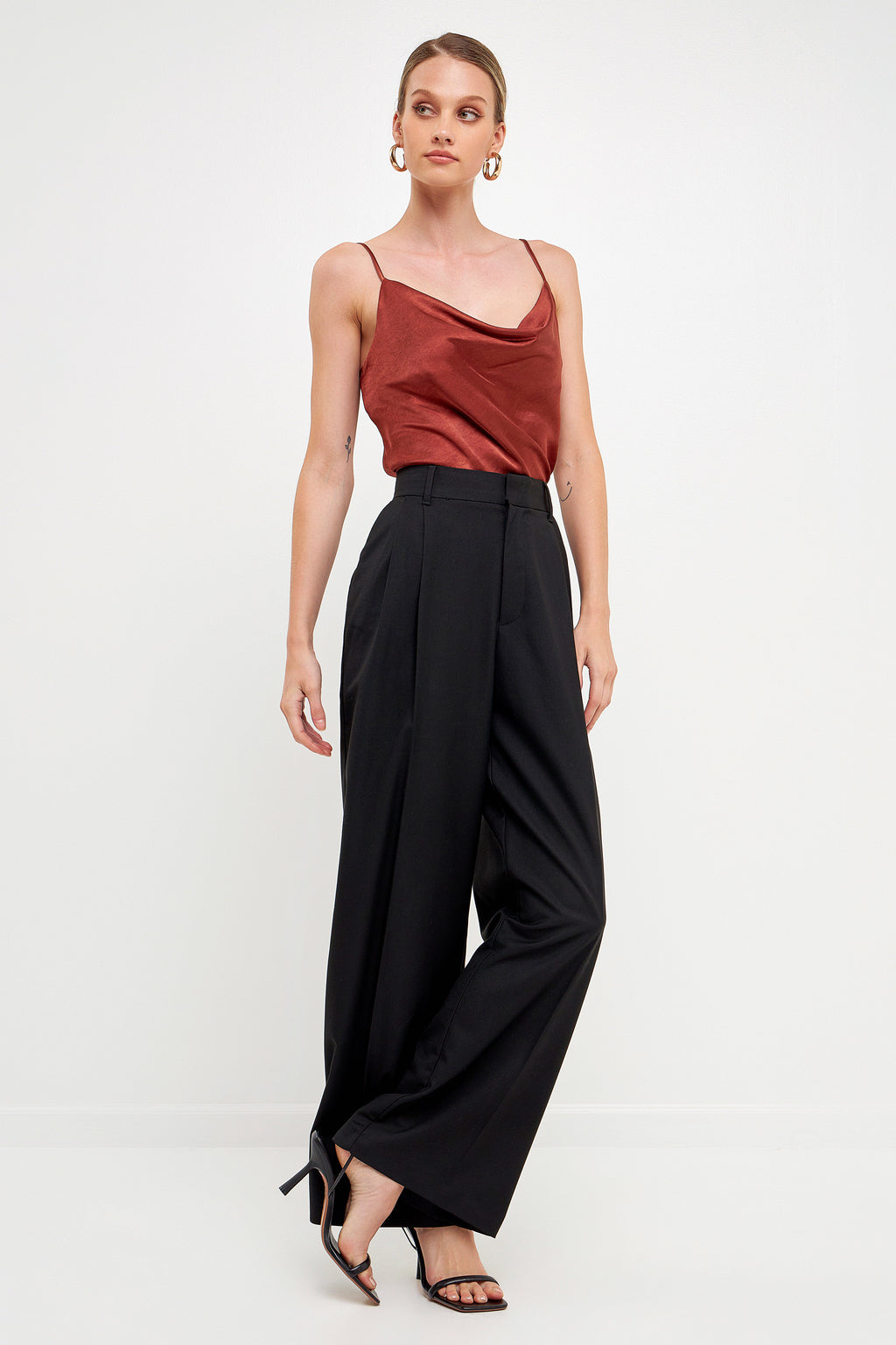 Satin Cowl Neck Top