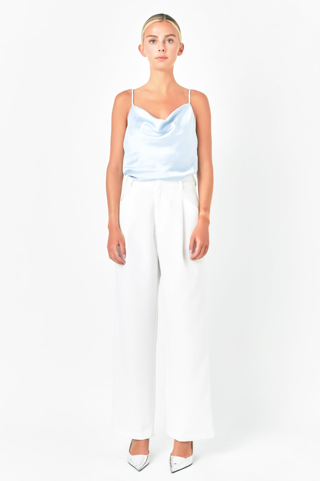 Satin Cowl Neck Top