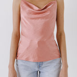 Satin Cowl Neck Top - Final Sale