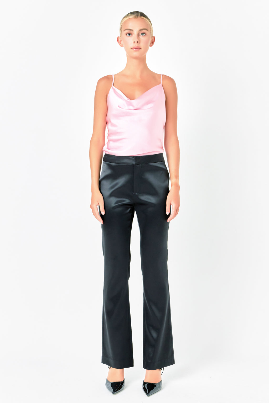 Satin Cowl Neck Top