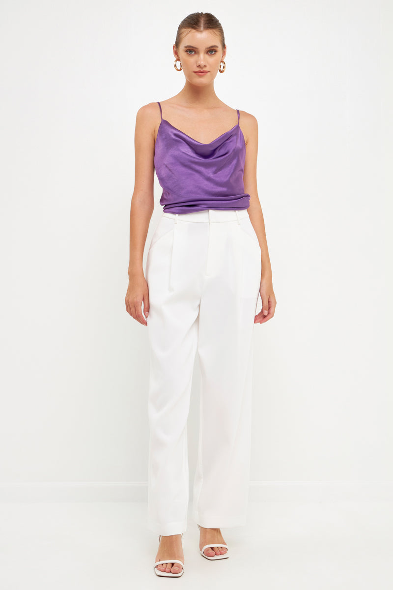 Satin Cowl Neck Top