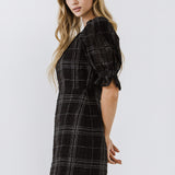 Check Print Linen Dress