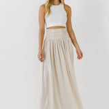 Elastic Waist Maxi Skirt