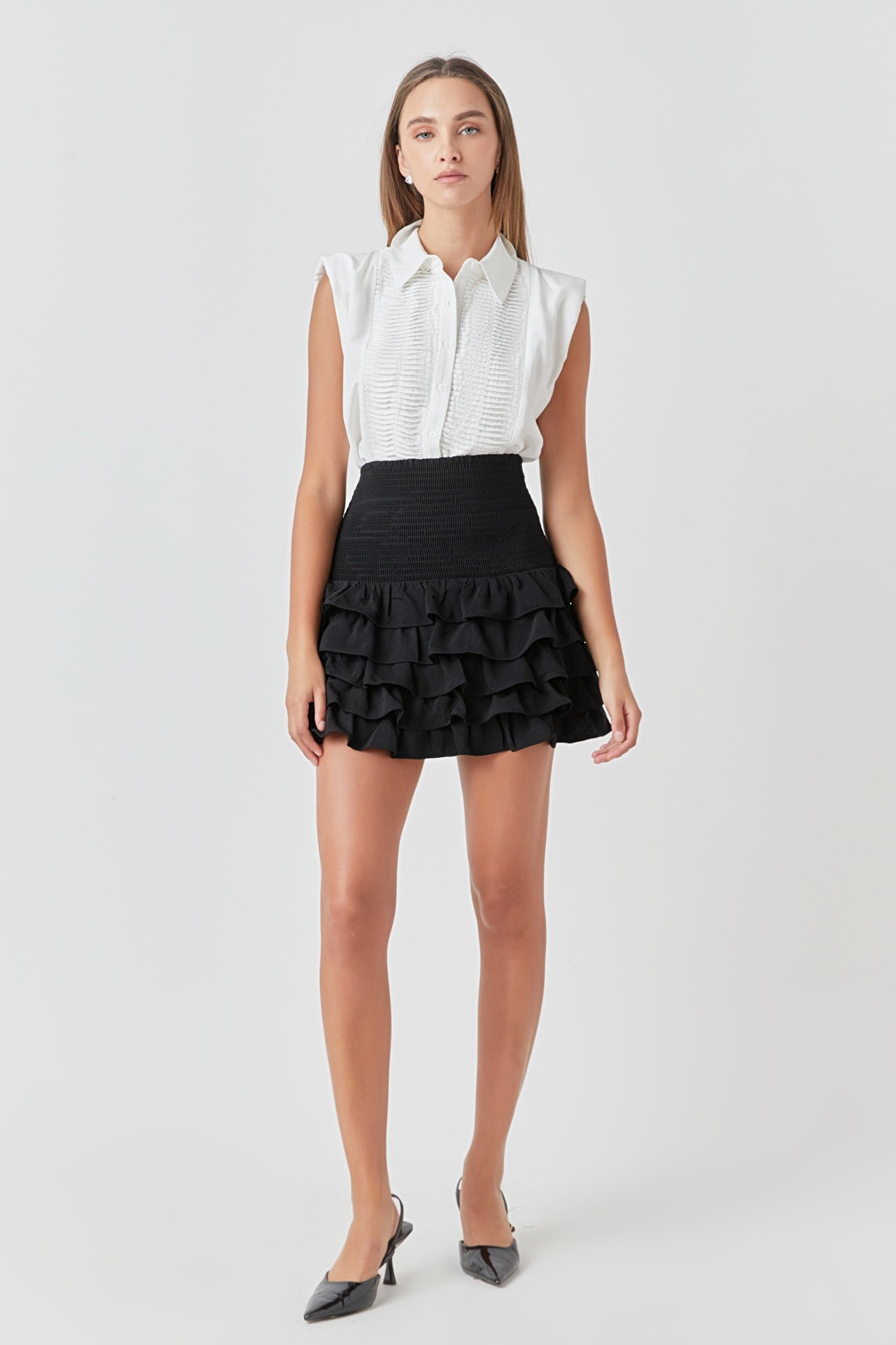 Tiered Ruffle Mini Skirt