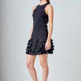 Tiered Ruffle Mini Skirt