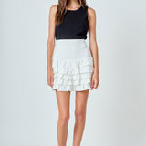 Tiered Ruffle Mini Skirt