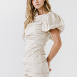 Ruched Puff Sleeve Dress