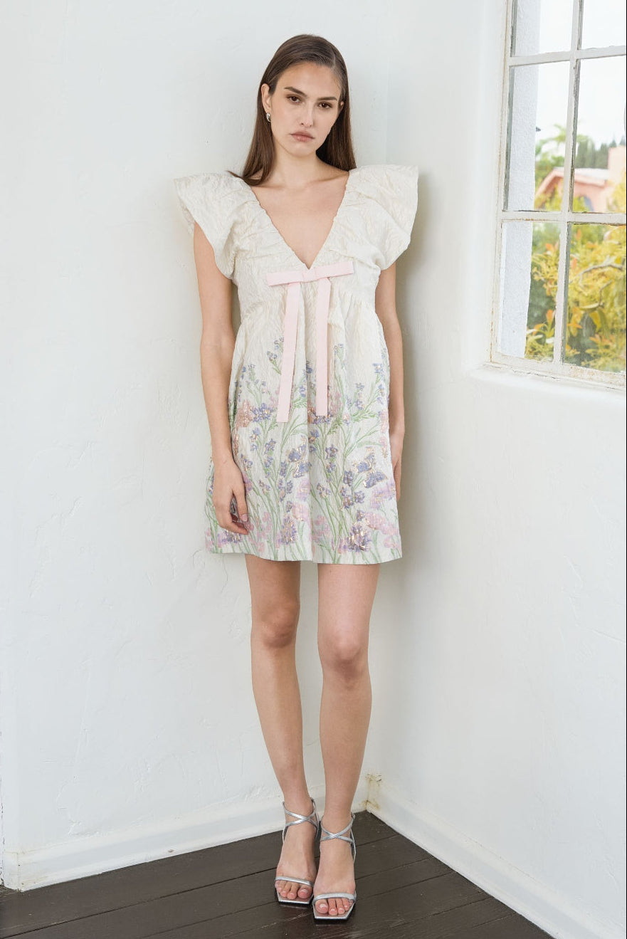 Jacquard Bow Mini Dress – Endless Rose