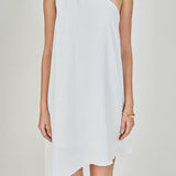 Shoulder Pintucked Asymmetrical Mini Dress