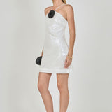 Aimee Sequined Halter Mini Dress with Florette