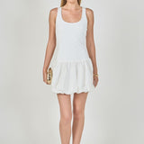 Quinn Mixed Media Scoop Neck Blouson Mini Dress