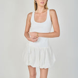 Quinn Mixed Media Scoop Neck Blouson Mini Dress