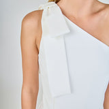 One Shoulder Bow Accent Midi Dress