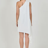 Shoulder Pintucked Asymmetrical Mini Dress