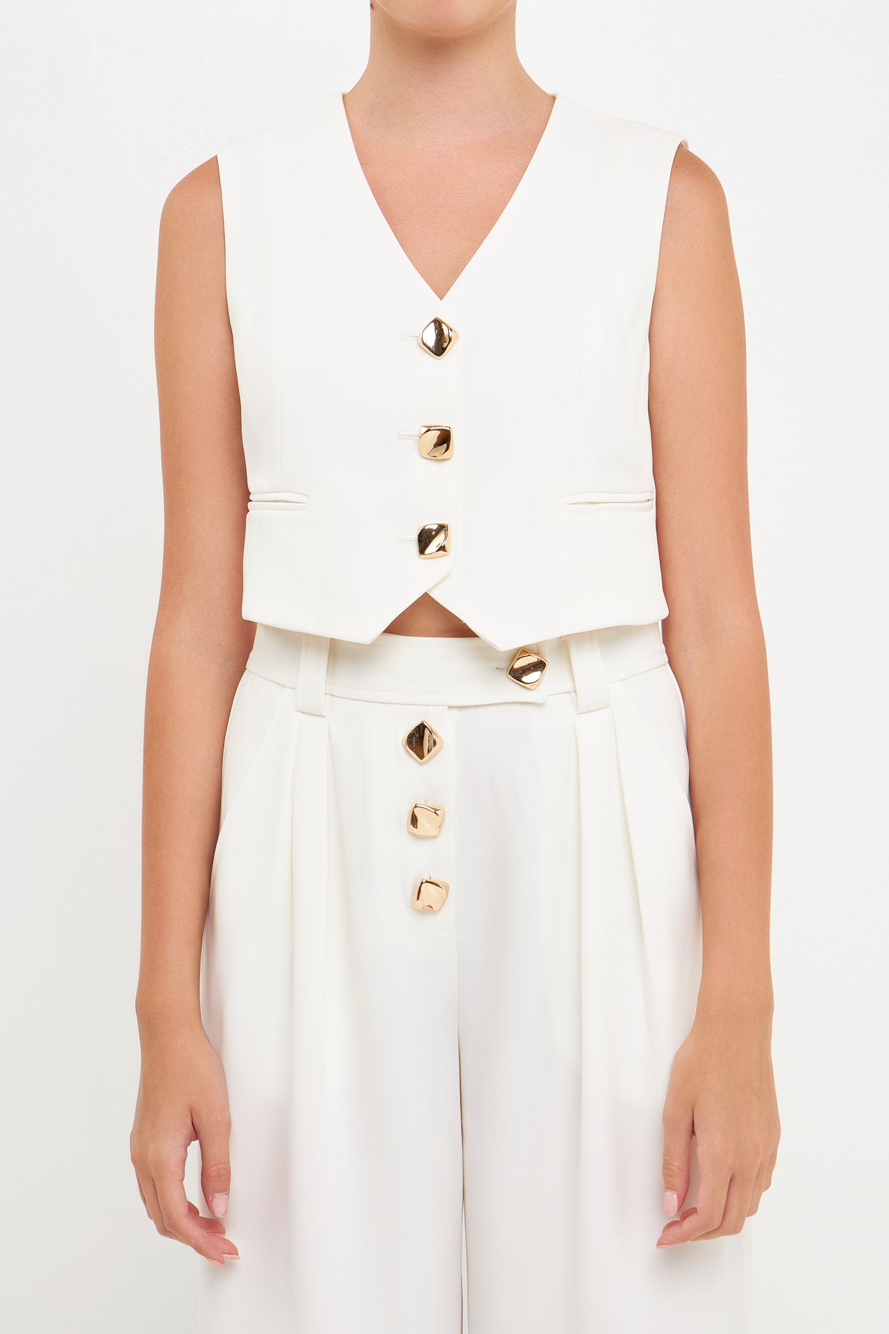 Endless Rose - Cropped Vest with Button Detail - Tops in Women's Clothing available at endlessrose.com