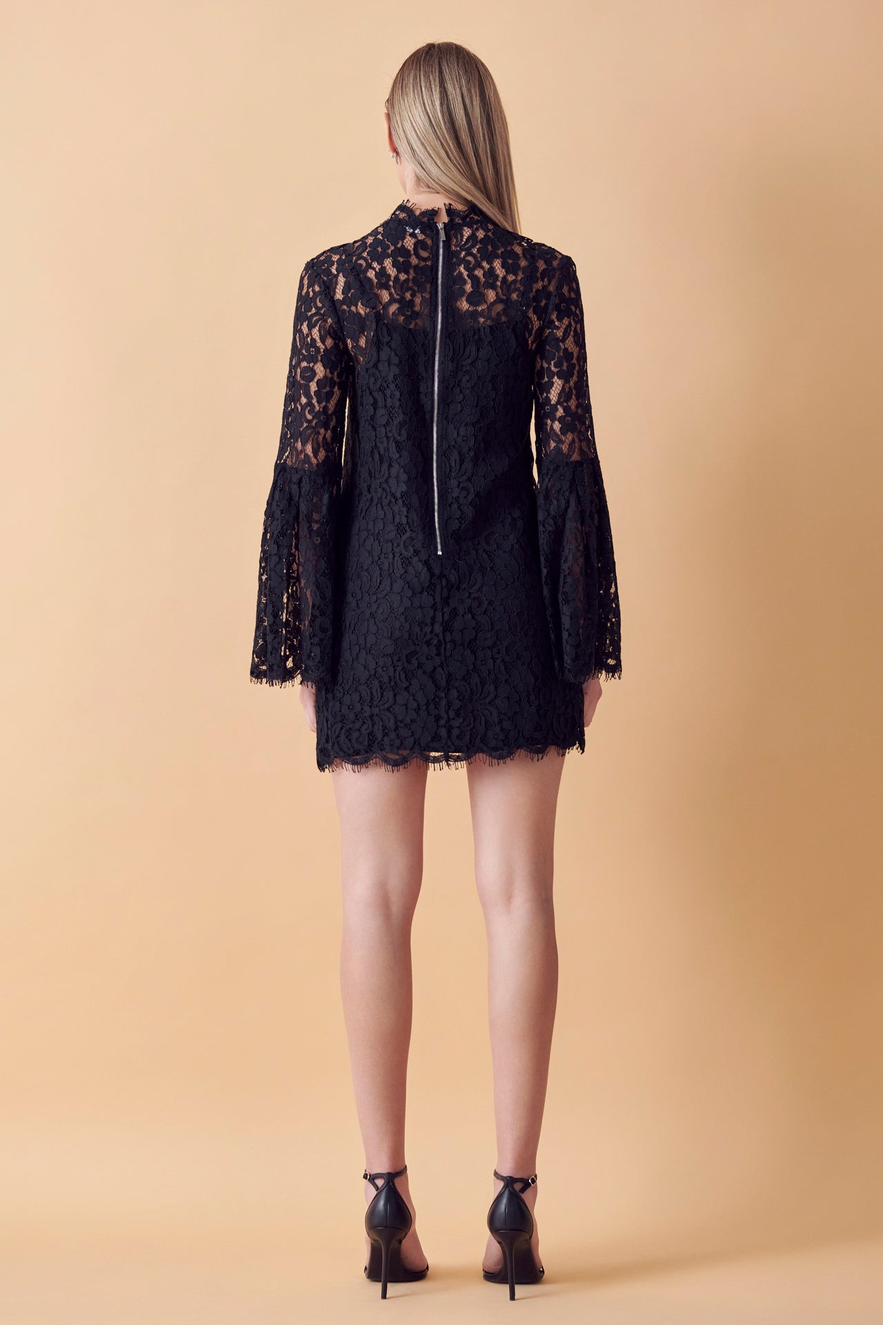 Endless Rose - Bell Sleeve Lace Dress NAVY / XS Endless Rose - Bell Sleeve Lace Dress NAVY / XS