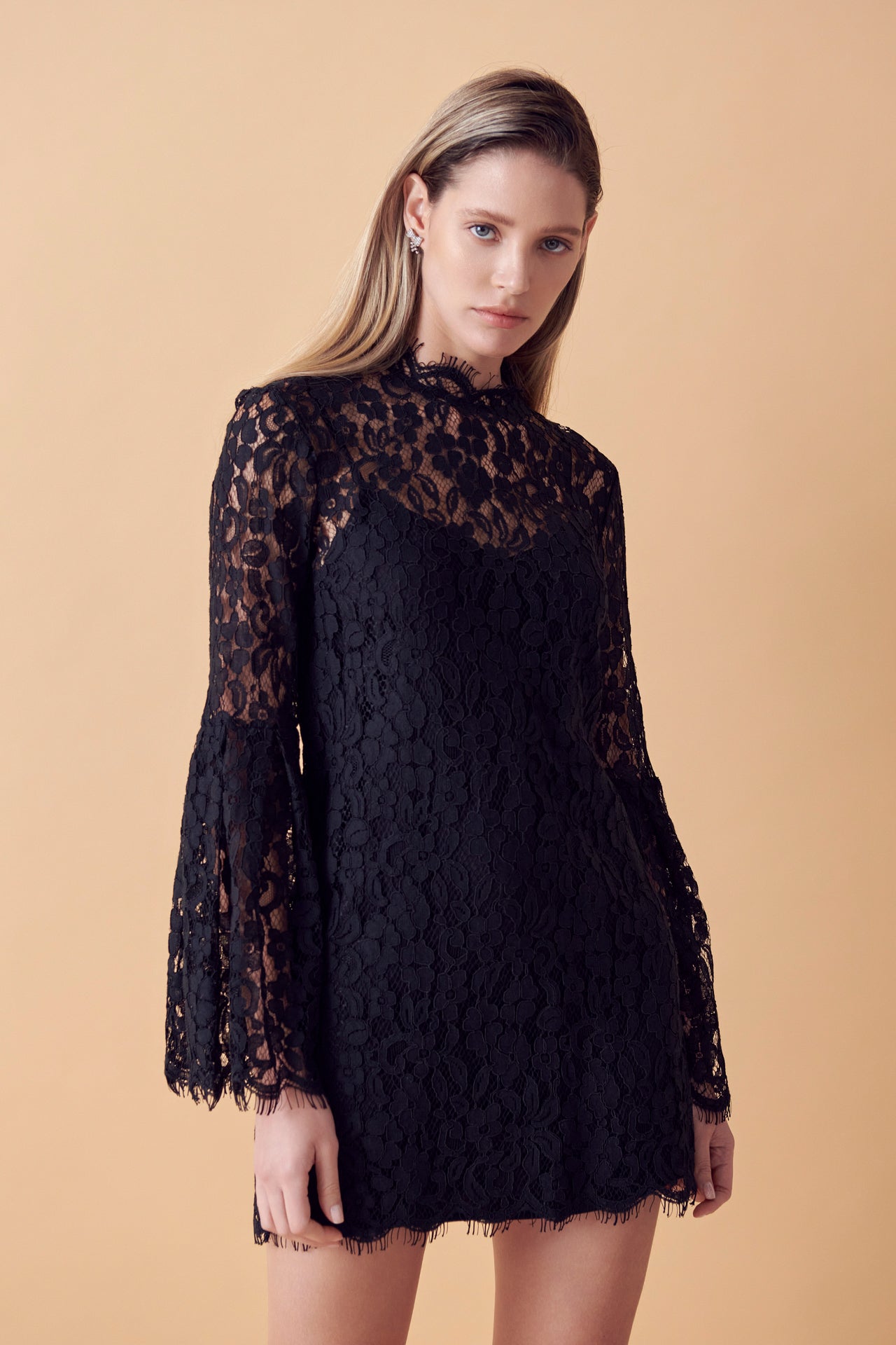 Endless Rose - Bell Sleeve Lace Dress NAVY / XS Endless Rose - Bell Sleeve Lace Dress NAVY / XS