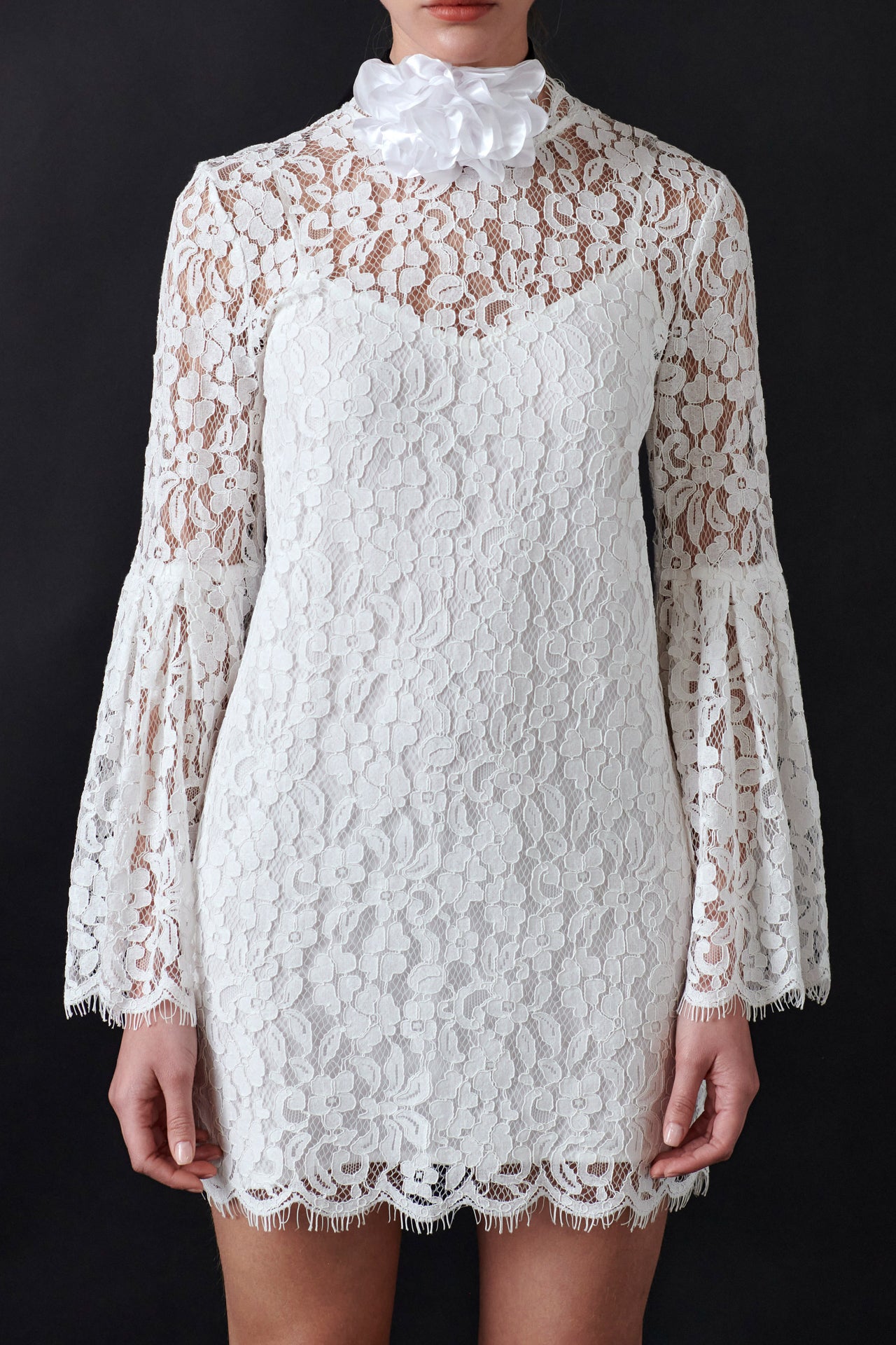 Endless Rose - Bell Sleeve Lace Dress NAVY / XS Endless Rose - Bell Sleeve Lace Dress NAVY / XS
