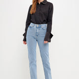 Beaded Collar Long-Sleeve Shirt