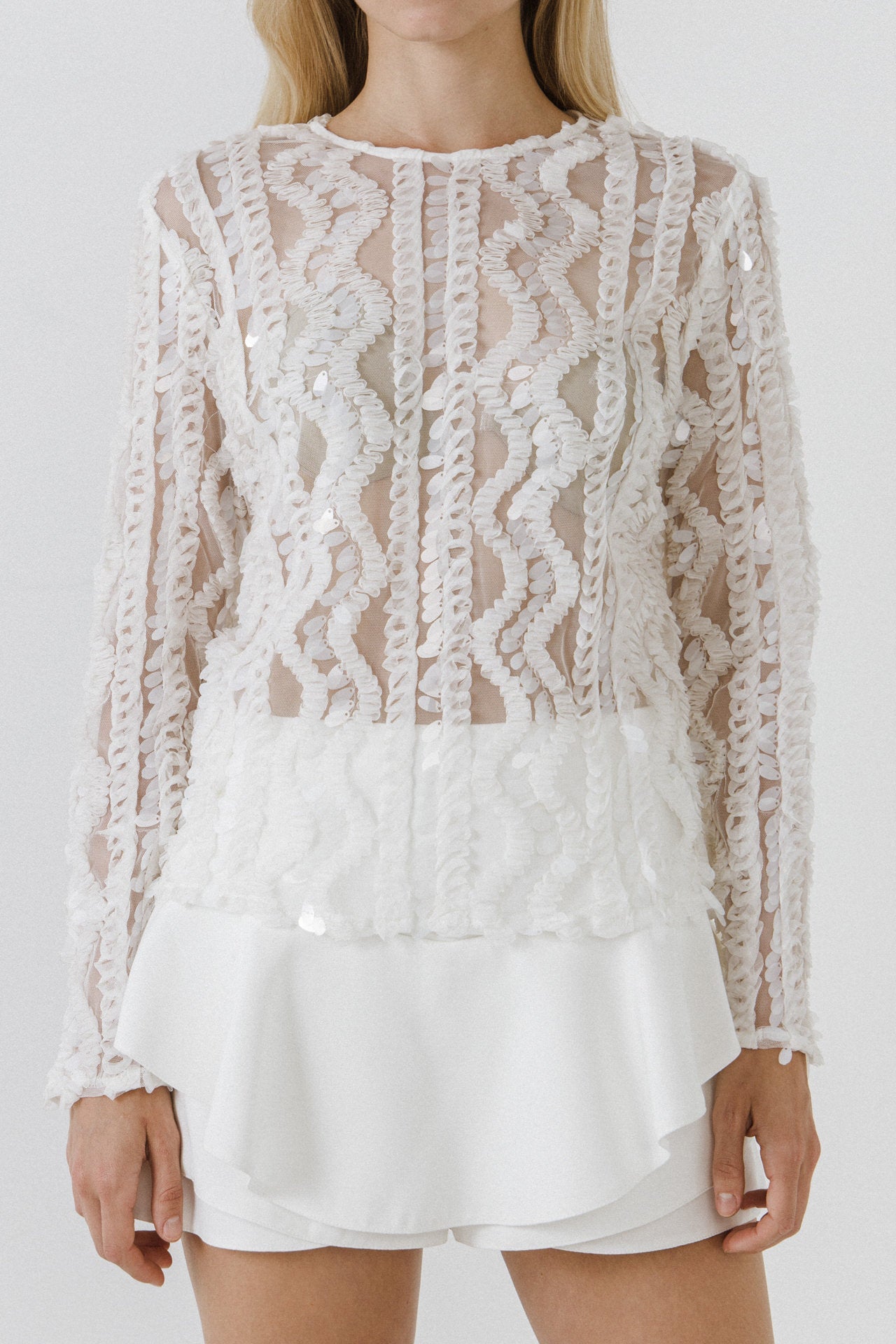 ENDLESS ROSE - Sequin Mesh Top - TOPS available at Objectrare