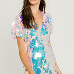 ENDLESS ROSE - Short Sleeve Sequin Romper - ROMPERS available at Objectrare