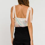 ENDLESS ROSE - Orora Sequins Ribbon Tied Top - TOPS available at Objectrare