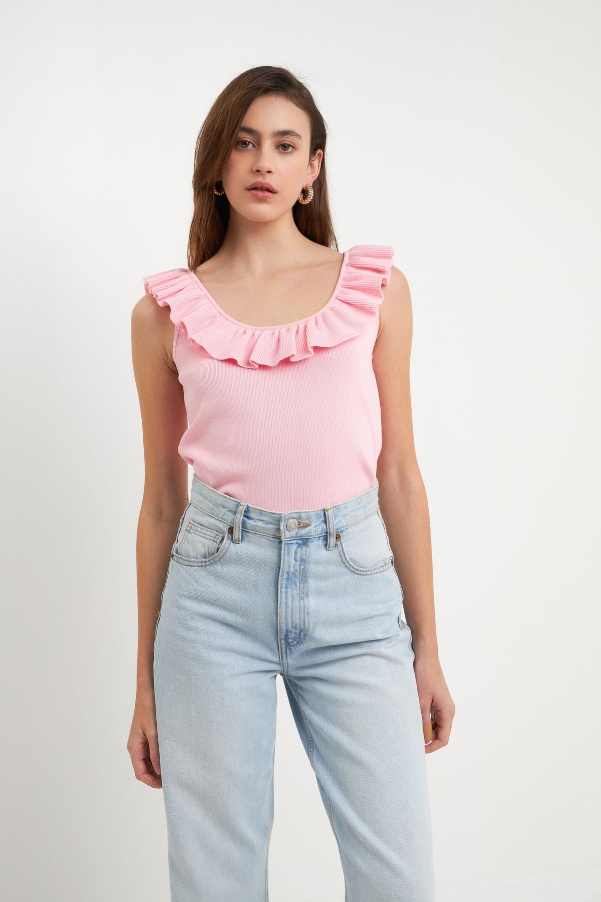 Ruffle Neck Knit Top