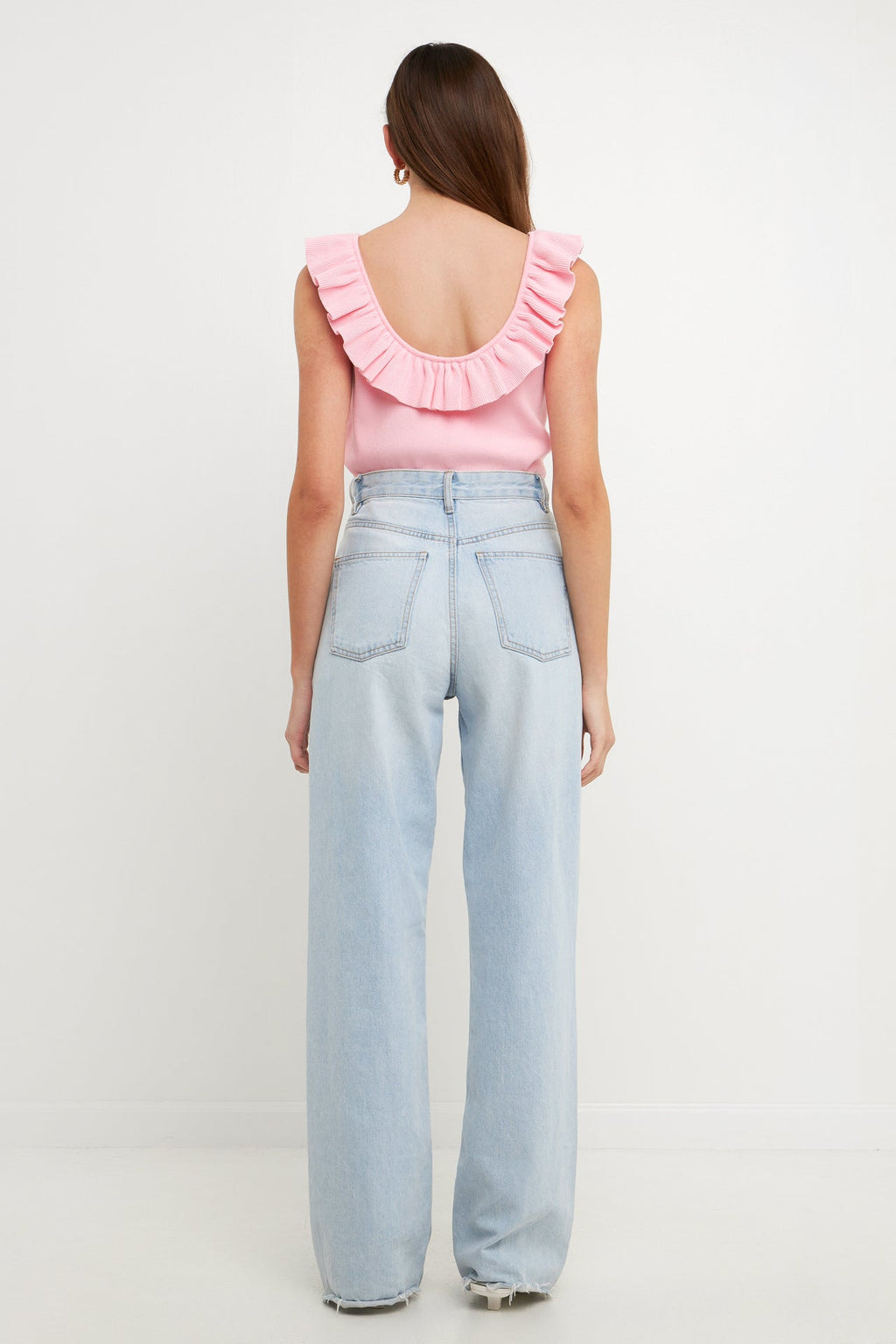 Ruffle Neck Knit Top