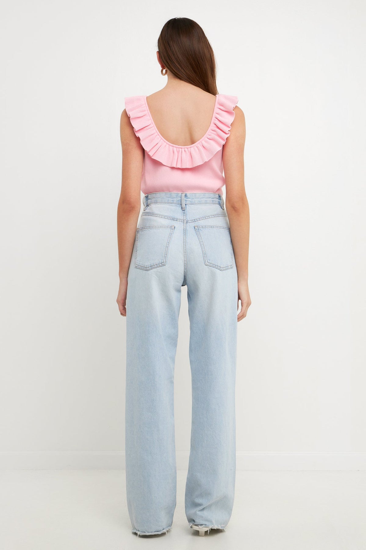 Ruffle Neck Knit Top
