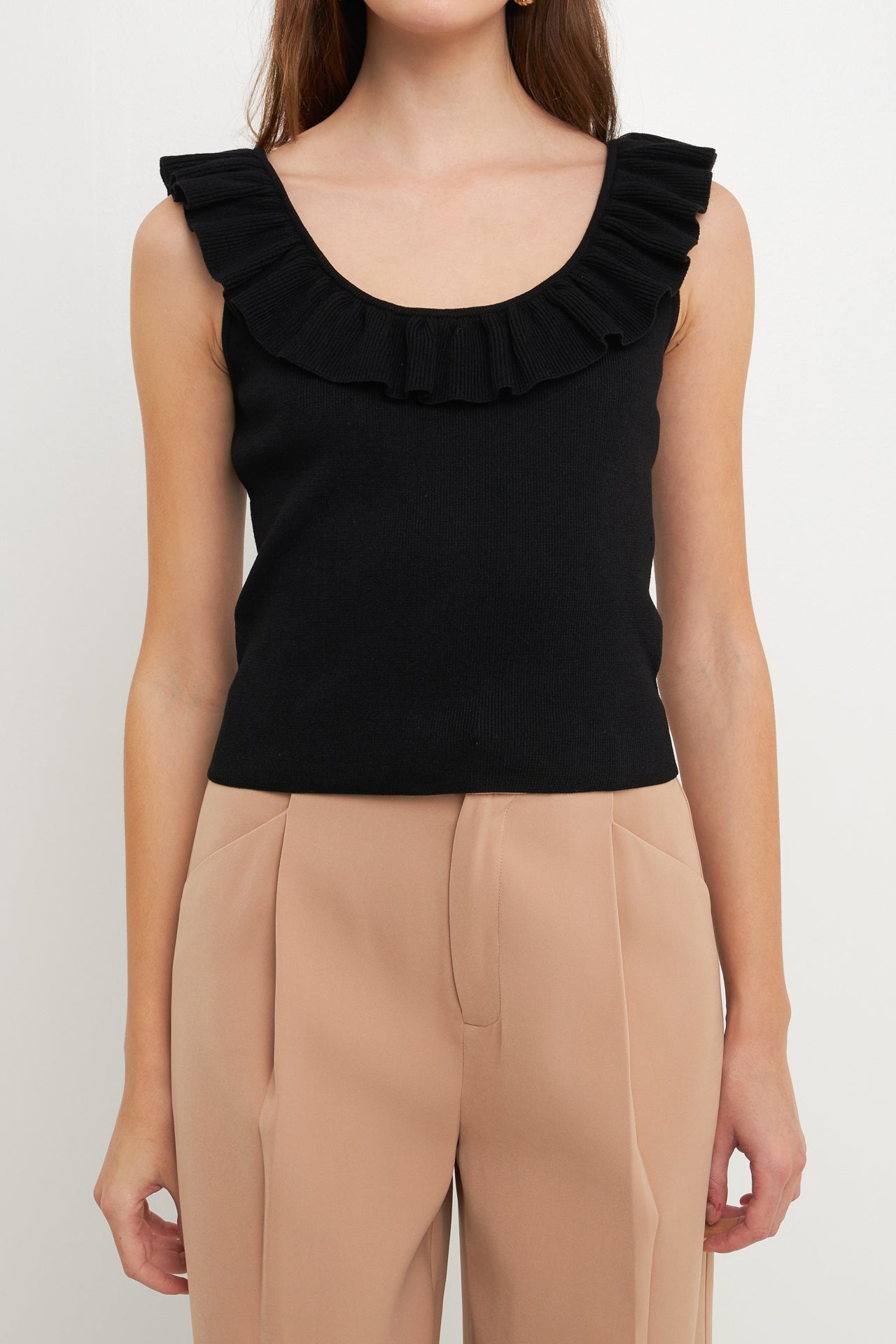 Endless Rose - Ruffle Neck Knit Top - Tops in Women's Clothing available at endlessrose.com