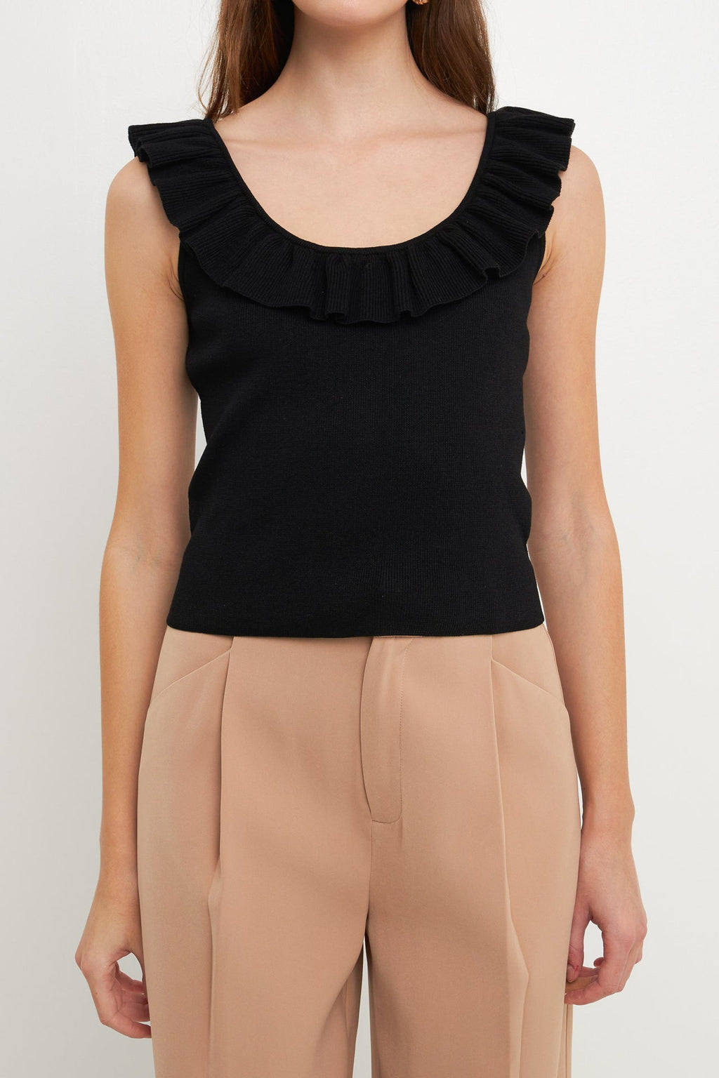 Ruffle Neck Knit Top – Endless Rose