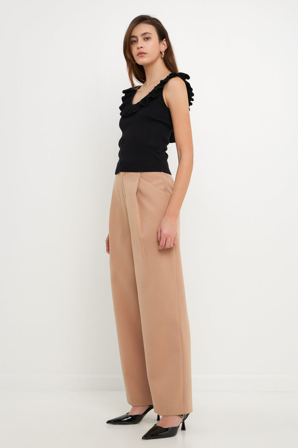 Ruffle Neck Knit Top