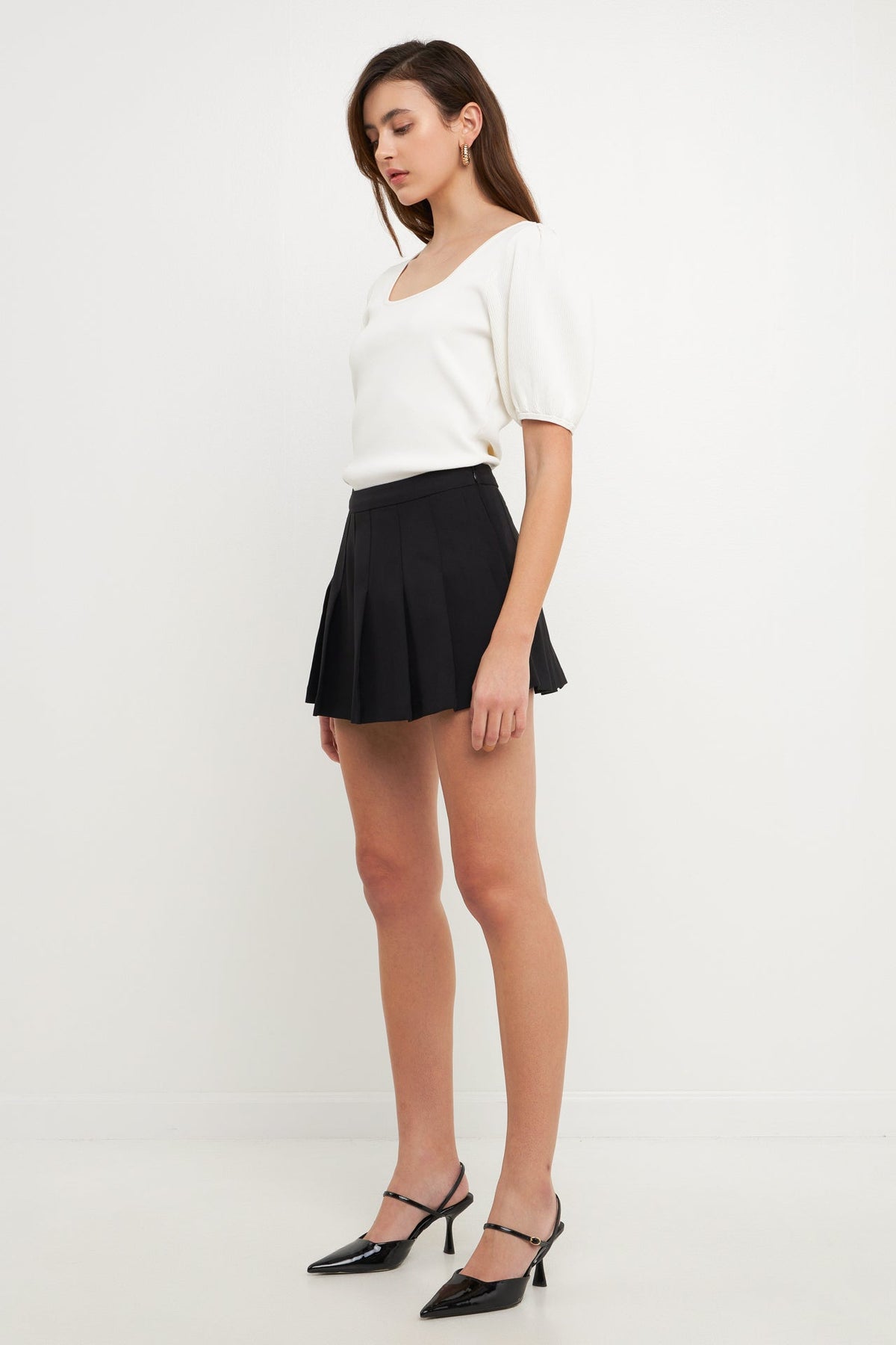 Knit Square Neck Puff Top