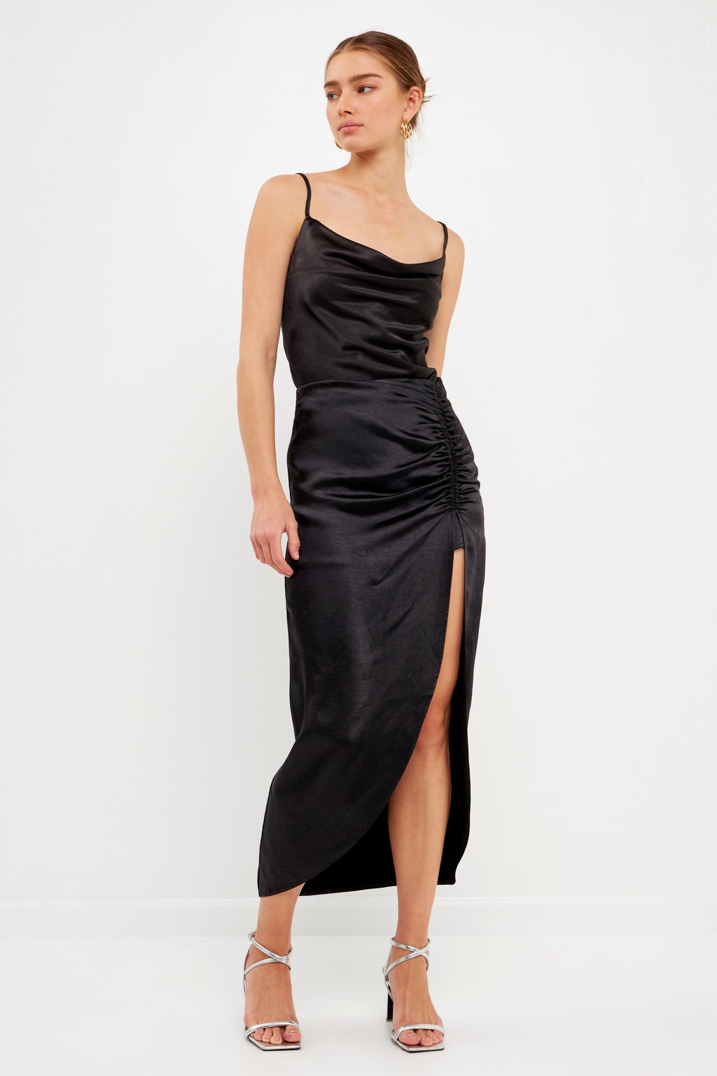 Front Slit Midi Skirt