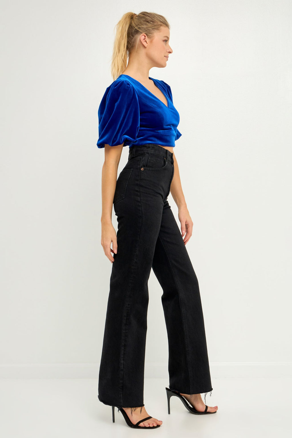 Cropped Velvet Puff Sleeve Top – Endless Rose
