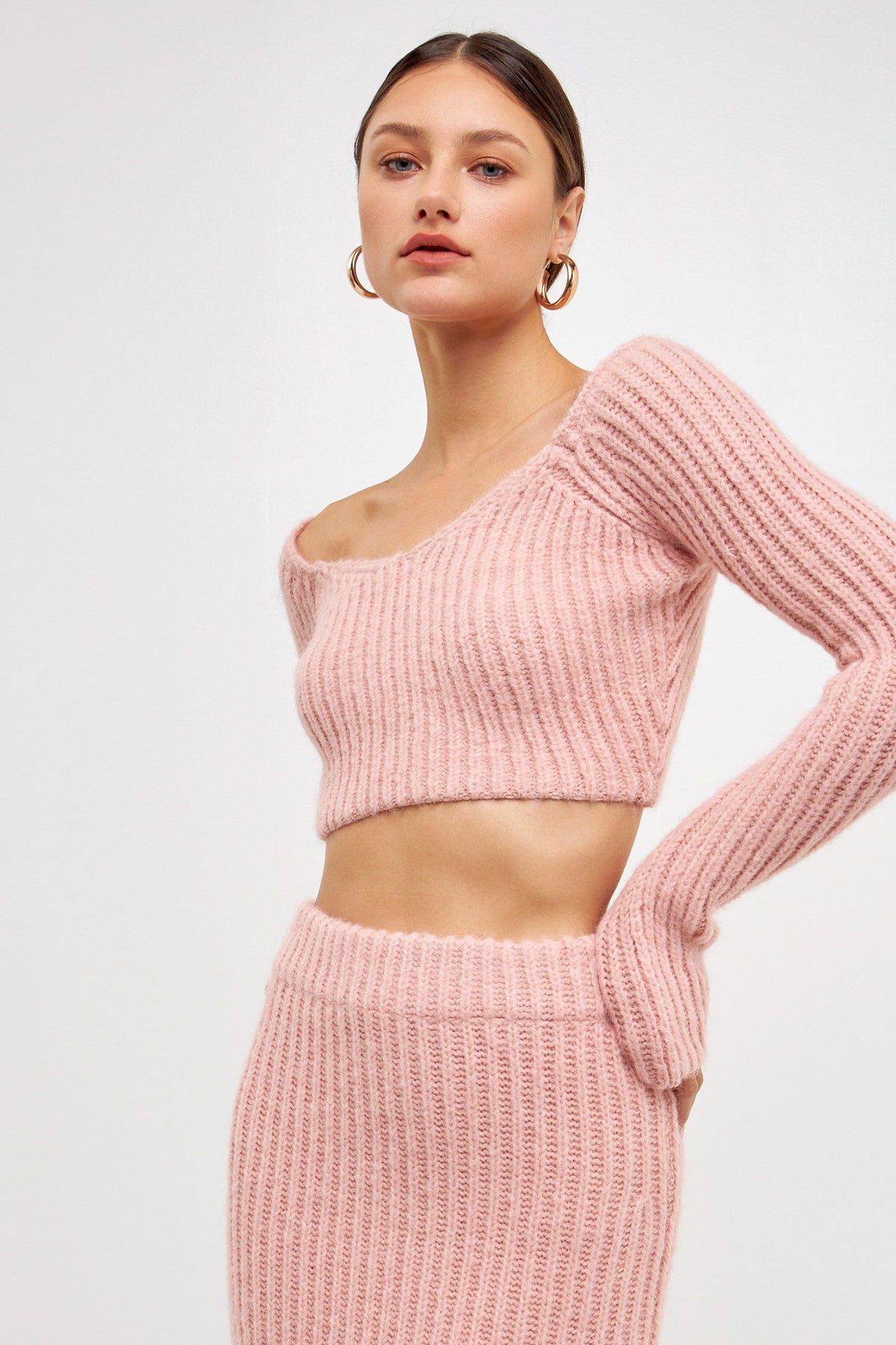 Cropped Long Sleeve Sweater