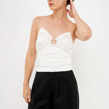 Slinky Cutout Ruched Top